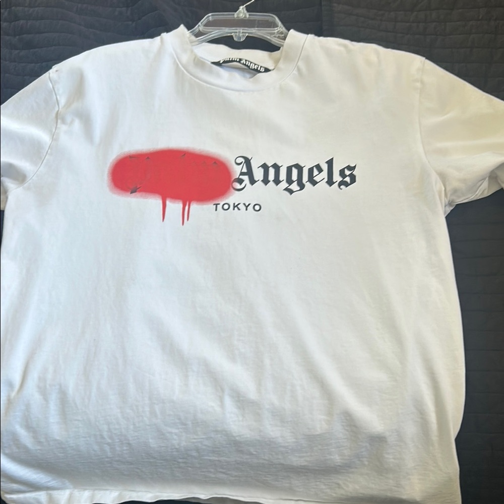 Palm Angels White T-Shirt with Red Graphic